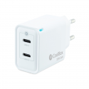CARGADOR PARED/VIAJE 3.0 GaN USB-C/PD + USB-C 35W BLANCO COOLBOX