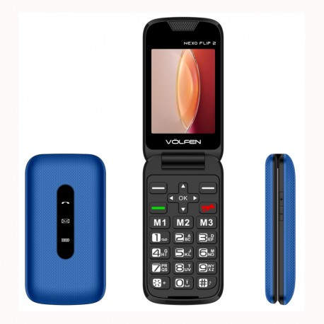 VOLFEN - Telefono movil volfen nexo flip tipo concha azul