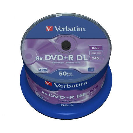 Verbatim DVD+R Double Layer 8x Matt Silver 50pk Spindle 43758