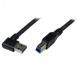 StarTech.com Cable 1m USB 3.0 Super Speed USB B Macho a USB A Macho Acodado en Ángulo a la Derecha - Negro USB3SAB1MRA