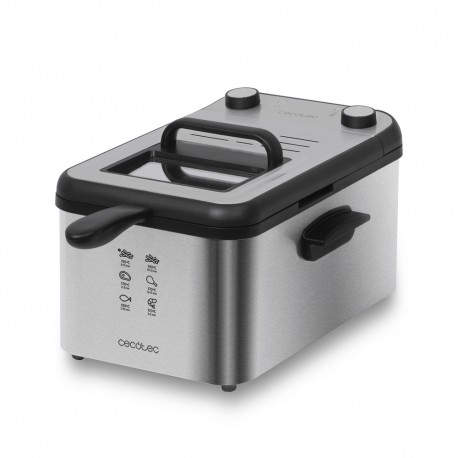 Cecotec CleanFry Infinity 3000 Sencillo 5,6 L Independiente 2400 W Freidora Negro, Acero inoxidable