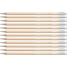 STABILO LAPIZ GRAFITO CON GOMA SWANO PASTEL MELOCOTÓN -12U-