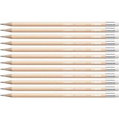 STABILO LAPIZ GRAFITO CON GOMA SWANO PASTEL MELOCOTÓN -12U-