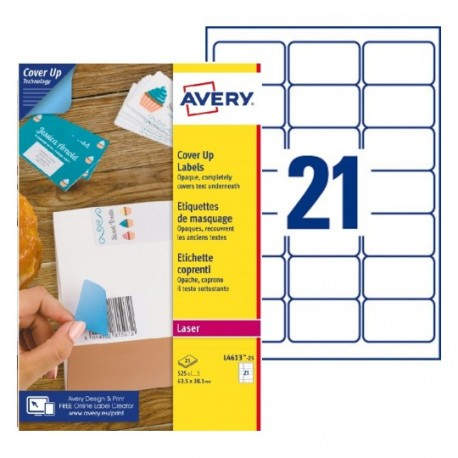 AVERY - Avery L4613-25 etiqueta autoadhesiva Alrededor Permanente Blanco 525 pieza(s) - l4613-25