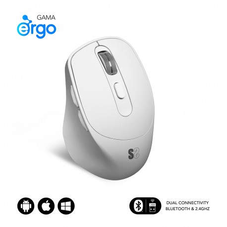 SUBBLIM - SUBBLIM Ratón CURVE ERGO DUAL MOUSE BATTERY BLACK - submo-edcon02