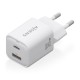 AISENS Cargador Gan 30W, 1xUSB-C PD3.0 QC4.0, 1xUSB-A QC3.0, Blanco