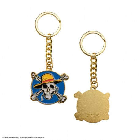 Portachiavi Ufficiale ONE PIECE - Jolly Roger Di Zoro, 10x3.8 Cm, In Metallo Dorato, Con Tre Spade, Licenza Netflix, Cinereplicas