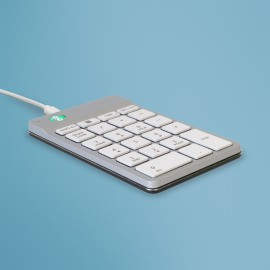 Teclado numérico R-Go Numpad Break, teclado numérico ergonómico con software de pausa, con cable, blanco