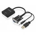 AISENS Cable conversor SVGA+Audio a HDMI, SVGA/M+Jack 3.5/M+USB-A/M-HDMI A/H, Negro, 20cm