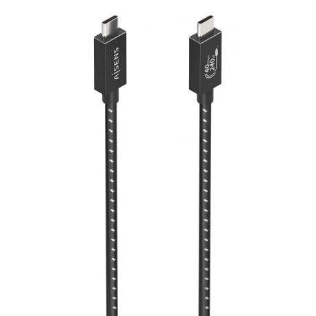 AISENS Cable USB4 Gen3x2 Aluminio 40Gbps 8K@60Hz 5A 48V 240W E-Mark, Tipo USB-C/M-USB-C/M, Negro, 0.5m - A156-0866