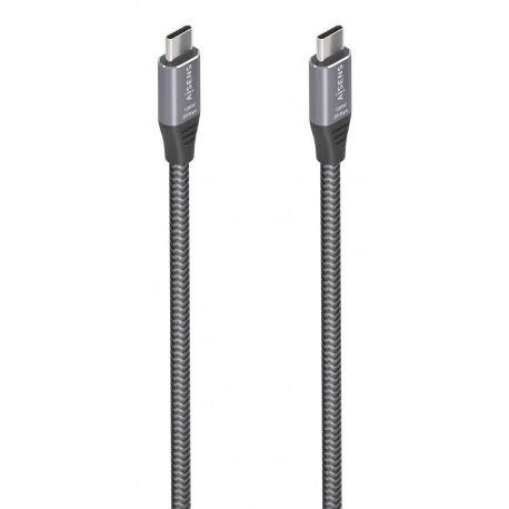 AISENS Cable USB 3.2 Gen2x2 Aluminio 20Gbps 8K@30Hz 5A 100W E-Mark, Tipo USB-C/M-USB-C/M, Gris, 3.0m - A107-0875