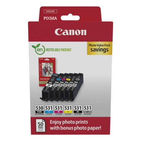 CANON - Canon PGI-530/CLI-531 PVP cartucho de tinta 6 pieza(s) Original Negro