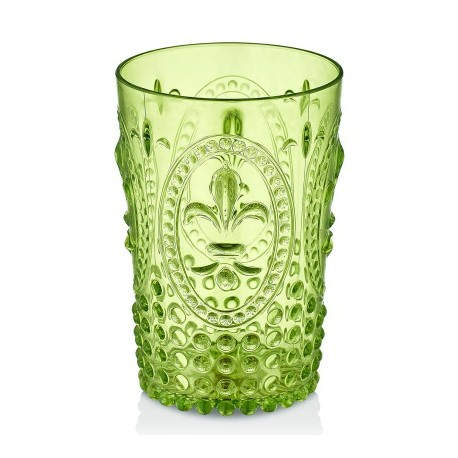 PACK 6 UNIDADES VASO 400 ML. MOD. FLOR DE LIS COLOR VERDE