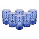 PACK 6 UNIDADES VASO 400 ML.MOD. FLOR DE LIS  COLOR AZUL