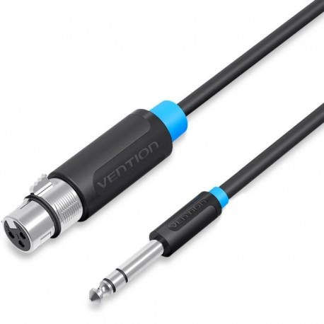 CABLE AUDIO ESTEREO JACK 6.5/M XLR/H 1 M NEGRO VENTION