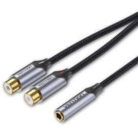 CABLE AUDIO ESTEREO JACK 3.5/H 2xRCA/M 0.3 M GRIS VENTION