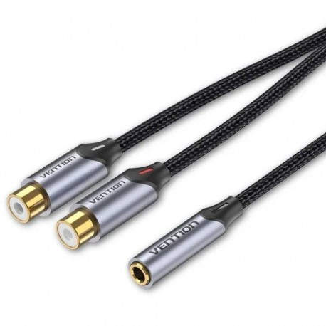 CABLE AUDIO ESTEREO JACK 3.5/H 2xRCA/M 0.3 M GRIS VENTION
