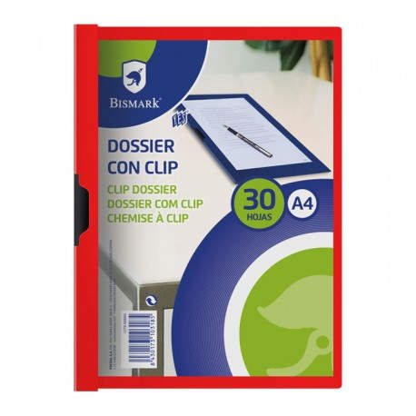 PAQ. 5 DOSSIER CLIP BISMARK A4 ROJO PP