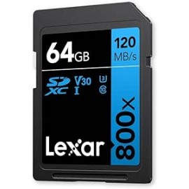 LEXAR 64GB PROFESSIONAL 800X PRO SDXC UHS-I CARDS,  UP TO 150MB/S READ, C10 V30 U3