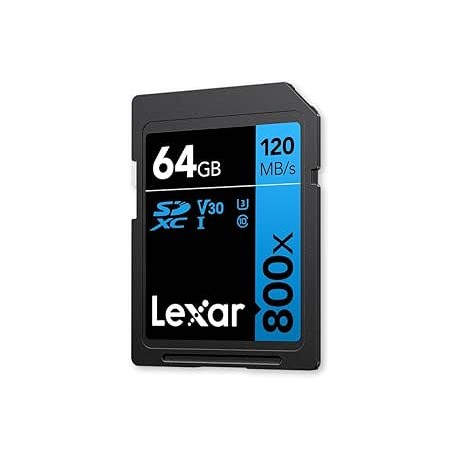 LEXAR 64GB PROFESSIONAL 800X PRO SDXC UHS-I CARDS,  UP TO 150MB/S READ, C10 V30 U3