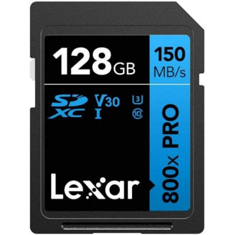 LEXAR 128GB PROFESSIONAL 800X PRO SDXC UHS-I CARDS,  UP TO 150MB/S READ 45MB/S WRITE C10 V30 U3