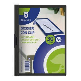 PAQ. 5 DOSSIER CLIP BISMARK A4 NEGRO PP