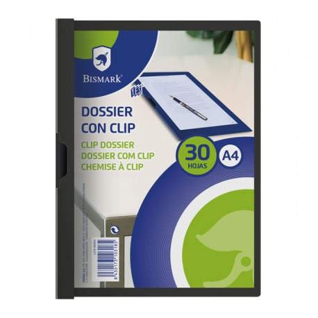 PAQ. 5 DOSSIER CLIP BISMARK A4 NEGRO PP