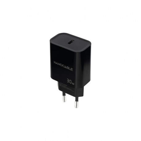 CARGADOR PARED 1XUSB-C PD 30W NEGRO NANOCABLE