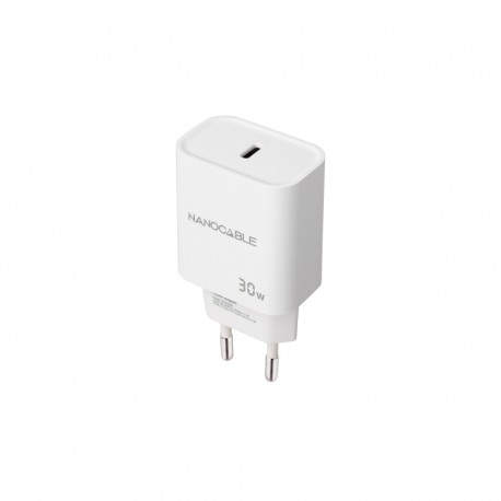 CARGADOR PARED 1XUSB-C PD 30W BLANCO NANOCABLE