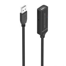 Cable USB 2.0 Prolongador con Amplificador, Tipo A/M-A/H, Negro, 15m