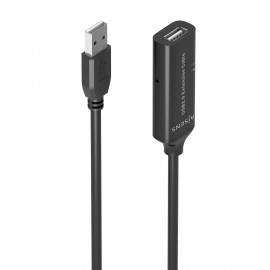 Cable USB 2.0 Prolongador con Amplificador, Tipo A/M-A/H, Negro, 10m