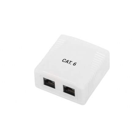 Cajade superficie 2xRJ45 UTP Cat.6 Dual entrada inferior blanca - PHK 1012