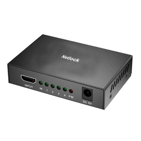 Splitter HDMI 4K/30Hz de 4 puertos mini metalico con alimentador incluido