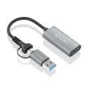 Conversor Aluminio USB-A+USB-C A HDMI 1080P@60Hz, USB-A/M+USB-C/M-HDMI/H, Gris, 15cm