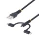 Cable Multicarga Resistente USB de 1m - Lightning/Micro-USB/USB-C - Certificado Apple MFi