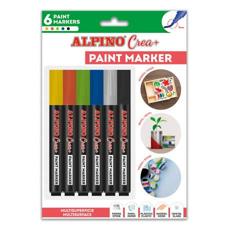 AR000250 rotulador para colorear Negro, Azul, Verde, Rojo, Blanco, Amarillo 6 pieza(s)