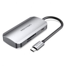Vention Docking USB Tipo-C TNHHB/ 3xUSB/ 1xUSB Tipo-C PD/ 1xLector Tarjetas SD y MicroSD/ Gris