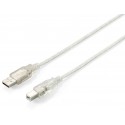 Equip USB A/USB B 2.0 USB A USB B Macho Macho Plata, Transparente cable USB  3.0m 3m - 128651