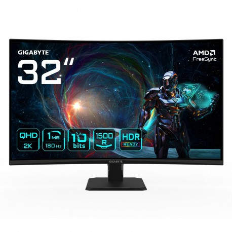 GIGABYTE GS32QCA 31.5'' QHD - 2560 x 1440, 180Hz, 1ms, 250 cd/m², FreeSync, HDR Ready, HDMI 2.0, DisplayPort 1.4