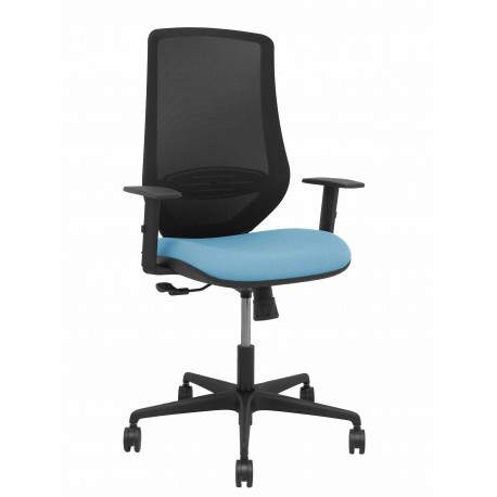 Silla Mardos sincro malla negra bali azul cielo brazo regulable