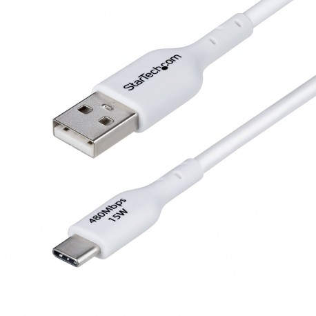 StarTech.com Cable de Carga USB-A a USB-C Blanco de 2m - Cable de Carga USB Tipo C