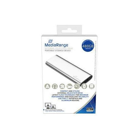 MediaRange MR1102 unidad externa de estado sólido 480 GB USB Tipo C 3.2 Gen 2 (3.1 Gen 2) Plata