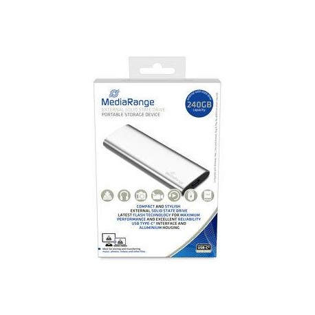 MediaRange MR1101 unidad externa de estado sólido 240 GB USB Tipo C 3.2 Gen 2 (3.1 Gen 2) Plata