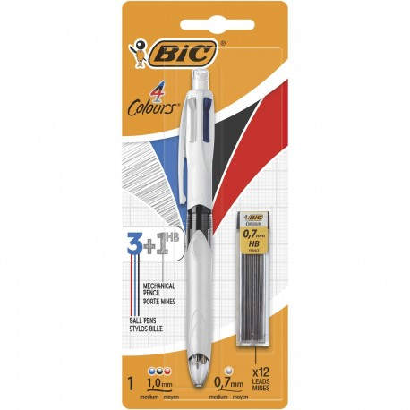 BIC 942103 bolígrafo Negro, Azul, Rojo, Plata Bolígrafo multifunción Medio 1 pieza(s)