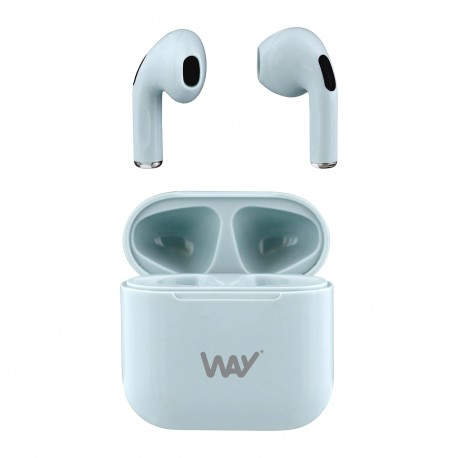 WAY -NEW!! TWS Auricular Bluetooth con caja de recarga 10 horas autonomia color AZUL