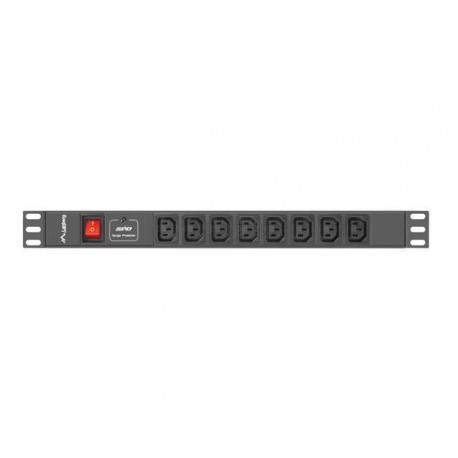 Lanberg PDU-08I-0200-C20-BK unidad de distribución de energía (PDU) 8 salidas AC 1U Negro