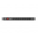 Lanberg PDU-08I-0200-C20-BK unidad de distribución de energía (PDU) 8 salidas AC 1U Negro