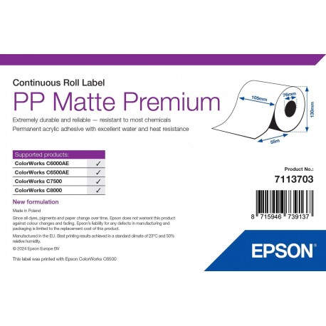 Epson 7113703 etiqueta de impresora Blanco Etiqueta para impresora autoadhesiva