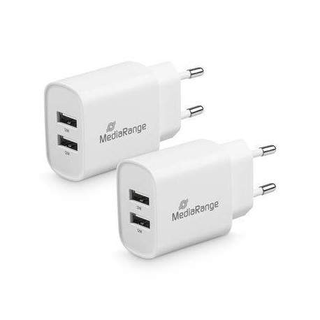 MediaRange MRMA114 cargador de dispositivo móvil Smartphone, Tableta Blanco Corriente alterna Interior