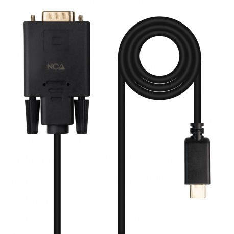 Nanocable Cable Conversor USB-C/M a VGA/M, 1.8 m, Negro